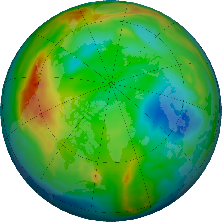 Arctic ozone map for 29 December 2008